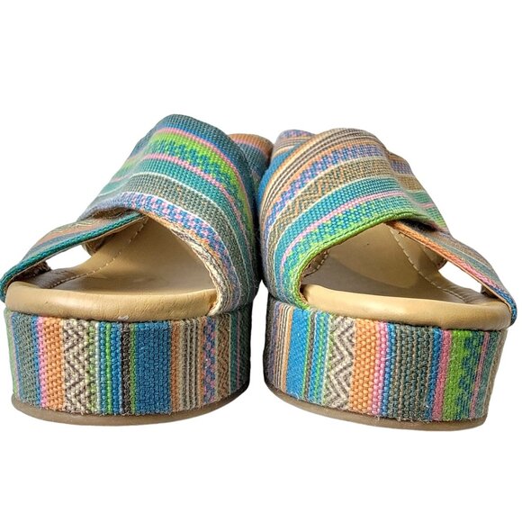 Colorful Wedge Sandals Women 8.5 Espadrille Shoes CL Laundry Bohemian 39 Spring - Picture 7 of 14